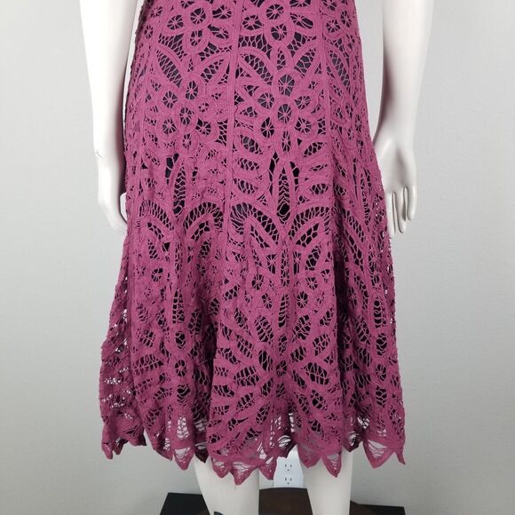 Betsey Johnson New York Faded Purple Y2K Midi Crochet Battenberg Lace Dress Sz 2 - Picture 6 of 14